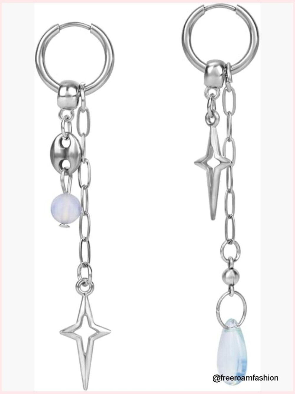Spike Star Hoop Earrings Gothic Punk Teardrop